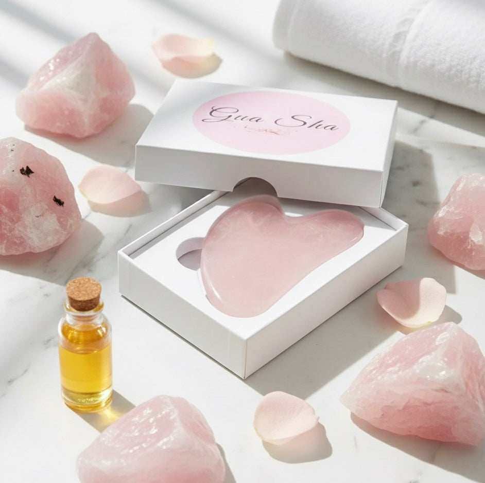 Natural Rose Quartz Gua Sha Facial Sculpting Tool
