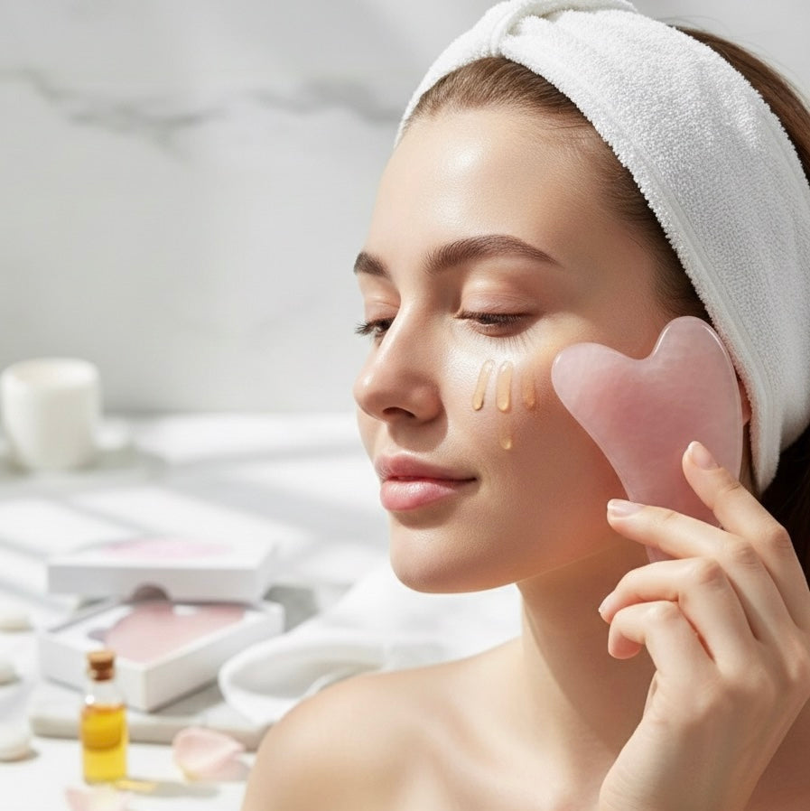 Natural Rose Quartz Gua Sha Facial Sculpting Tool